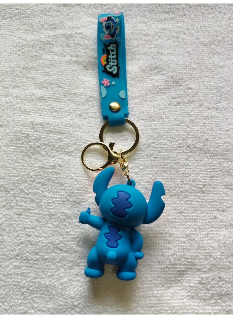 Blue Alien Cartoon Keychain with Soft Silicone Strap Cute Character Bag Pendant Backpack Zipper Keys Gift - Image 2